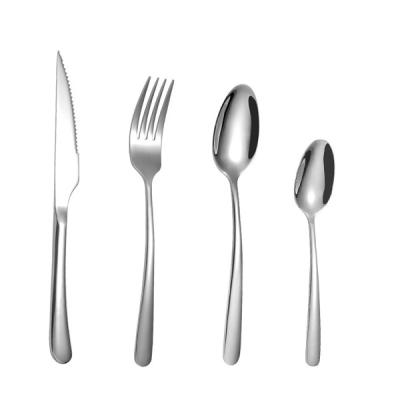 China Hotel Viable Stylish Mirror Stainless Steel Flatware Handle Stainless Steel Shiny Thick Cutlery For Wedding for sale