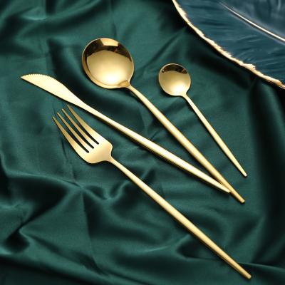 China Wholesale Viable Low Price Colorful Pvd Coating Travel Portable Stainless Steel Titanium Gold Cutlery for sale