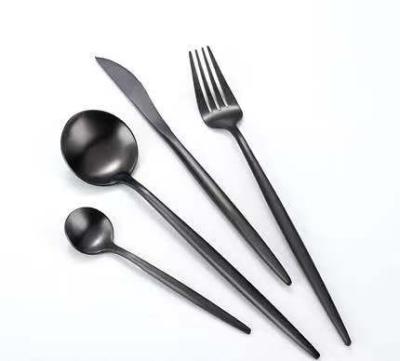 China Sustainable Matte Black 18/10 Stainless Steel Flatware Set For Party , Black Stainless Steel Flatware Set For Wedding for sale