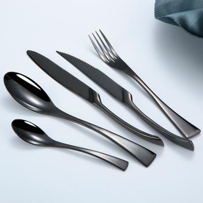 China Viable Hot Selling Black Fashion Hotel Mirror Stainless Steel Cutlery Set for sale