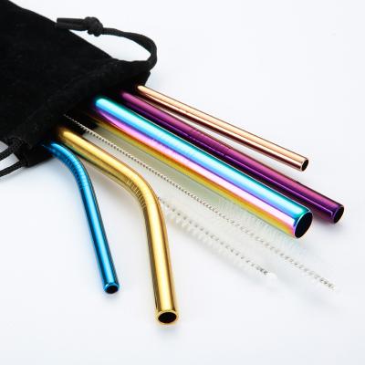 China Sustainable Wholesale Colorful Metal Stainless Steel 8mm Drinking Straw With Customized Logo for sale