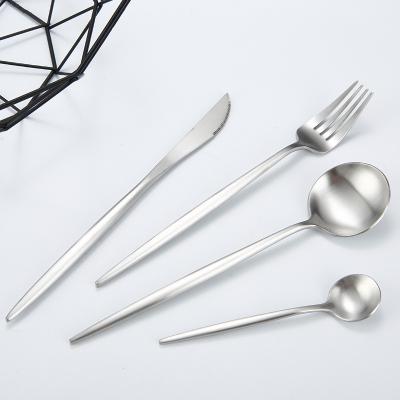 China Viable Customized Logo Knife Spoon Fork Set Stainless Steel Silverware Cutlery Set for sale