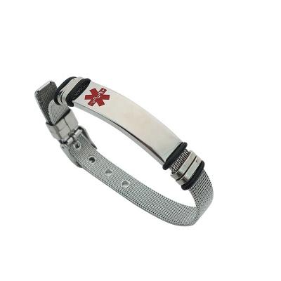 China Custom Personalized Engraved Cute Stainless Steel Name ICE ID Medical Alert Adjustable Bracelet For Men And Women for sale