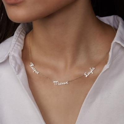 China BOHEMIA Customized Fashion Custom Stainless Steel Name Necklaces 3 Personalized Letter Gold Necklace Nameplate Jewelry Pendant Gift for sale