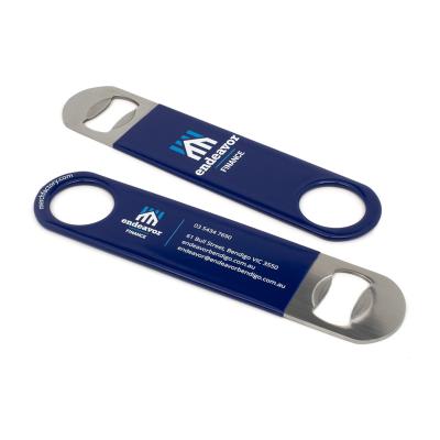 China Disposable Custom Bartender Tool Bar Blade Logo Flat Bottle Opener Durable for sale