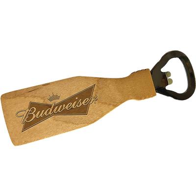 China Disposable Bartender Bottle Openers Soft Drinks Wooden Handle Hand Held Beer Bottle Openers for sale