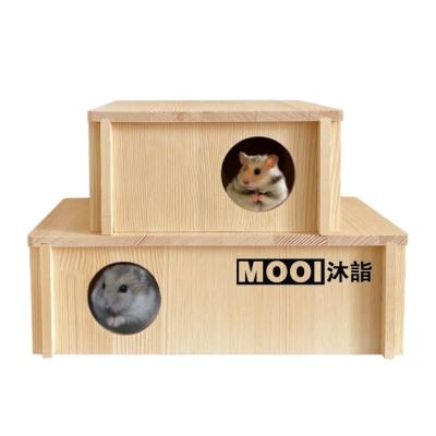 China Viable Multi-room Rectangular Hideout House 30*15*9.5cm Wooden Hamster Hideaway House Supplies Wholesale for sale