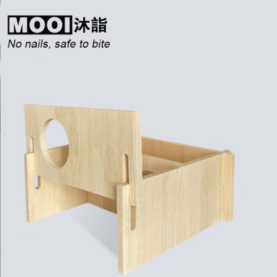 China Wholesale Viable Wooden Pet Toys 32*20*13cm Fit Small Animal Toy Natural Hamster Wood Cabin Dwarf Rabbit Pet Wooden Houses for sale