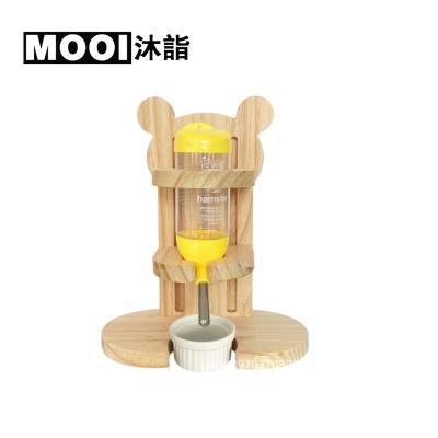 China MOOI Viable High End Rodent Plastic Drinkable Adjustable Water Bottle Wooden Holder For Hamster Small Animal for sale