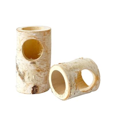 China Toy Natural Wooden Playing Hut Forest Hollow Tree Trunk Peep Tunnel Tube Hamster Viable Hole Design for sale