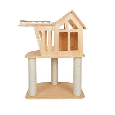 China Manufacturer Wholesale Sisal Plush Scratcher Treehouse Short Stocked Cat Tower for sale