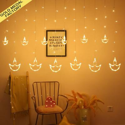 China Diwali Diya Decorations India Diwali Candles Curtain Lights Indian Diya Festival Decorative LED Diwali Lights for sale