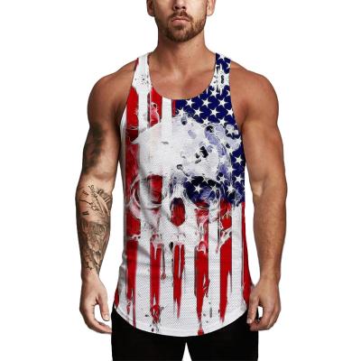 China Anti-Shrink Mens U-Neck Tanks Sleeveless Singlet 3D Printed Mesh Vest for sale