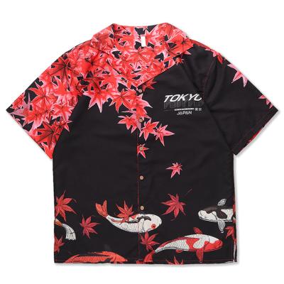 China Literary loose anti-pilling men's large size inch printed shirt 2020 original brand shirt summer tide men's hawa casual shirts for sale