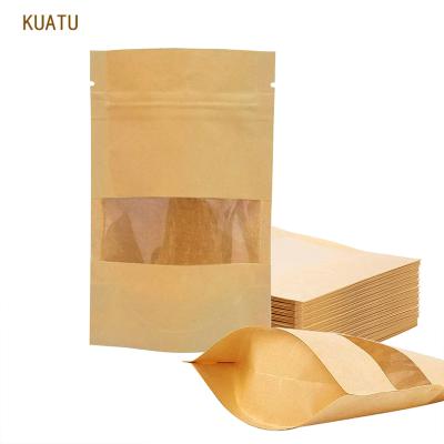 China Amazon Biodegradable Hot Sale Reusable Zip Lock Sealing Comic Brown Paper Bags With Clear Window for sale