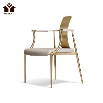 China Modern Minimalist Stainless Steel Dining Chairs Wholesale Dining Room Furniture Creative Leather Backrest Chairs For Home for sale