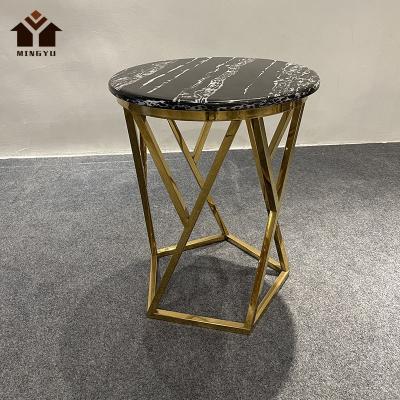 China Modern Stainless Steel Small Size Marble European Gold End Table Hot Selling Amazon Side Tables Living Room Furniture for sale