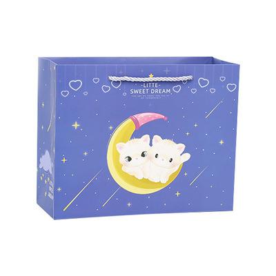 China Gift & New Craft Designs Christmas Birthday Wedding Children Good Quality Sky Blue Gift Bags Colorful Paper For Party for sale