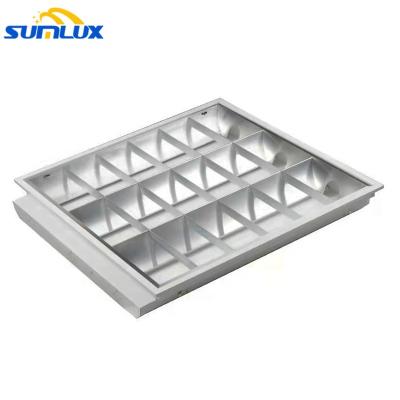 China Modern Best Price Led Troffer Grille Recessed Square Light Fixture T8 Square Fluorescent Tube Fixture Lamp 600x600mm Grille for sale