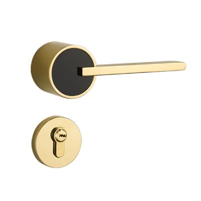 China Bedroom and bathroom Good Quality Magnetic Attraction Interior Room Door Locking Black Door Handle Split Lock for sale