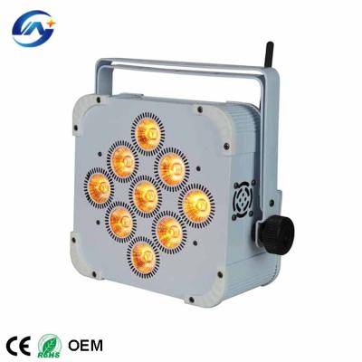 China Flat theme park 9X18W rechargeable battery operated wireless dmx led uplight wedding stage light for sale