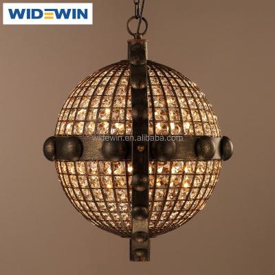 China Retro Vintage Style Round Modern Decorative Antique American Crystal Globe Ball Pendant Lighting For Home Decor for sale