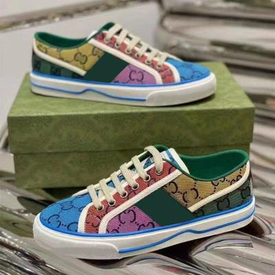 China Fashion Trend Designer Shoes Famous Brand High Quality Walking Shoes for Men and Women Rhyton Canvas Shoes Ladies Luxury Multicolor Sneakers for sale