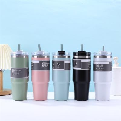 China American Style Large capacity car cup Coffee cup  stainless steel insulated Ice cream with straw Cross Border 30oz  car cup for sale