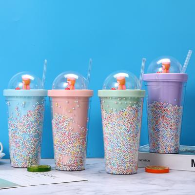 China Sustainable 550ML Colored Styrofoam Cups Plastic Cup New Creative Gift Fashion Water Cup Milk Tea Sippy Cups for sale