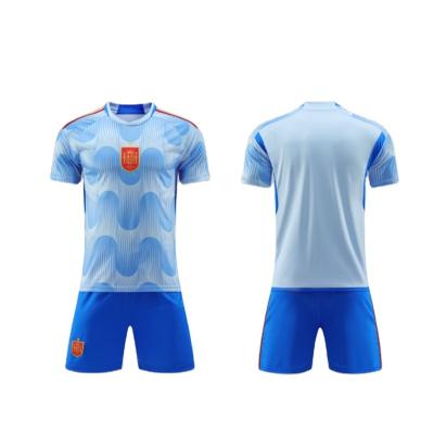 China Hot Selling WorldCup Nation Soccer Sets Quick Dry Comfortable Soccer Jersey Set For Men&Kid Spain Soccer Home And Away Uniforms for sale