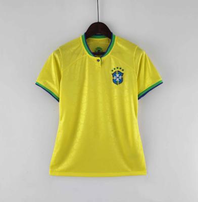 China Shirts & Tops Soccer Brazil Women Hot Sale Worldcup 2022 Soccer Shirt National Yellow And Blue Jersey for sale