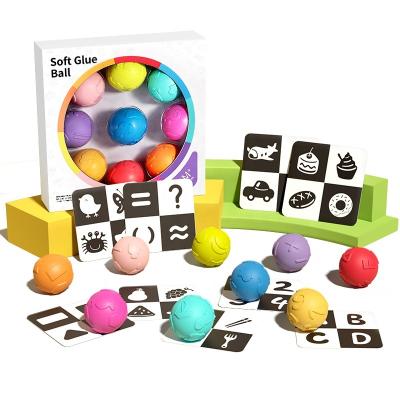 China Cartoon Sensory Toy Textured Ball Baby Massage Ball 9 Pcs Baby Gripping Ball With Cards for sale