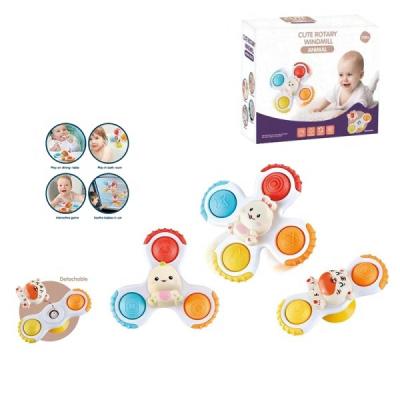 China Baby Toys Bath Toys Cute Rotating Windmill Suction Cup Spinner Cartoon Space Baby Spinning Tops for sale