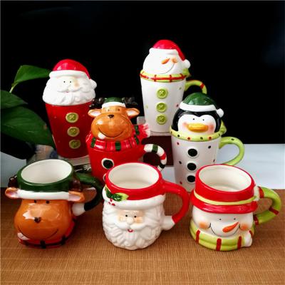 China Modern Promotional Ceramic Clay Mug Character Mug Christmas Gifts Ceramic Coffee Mug for sale