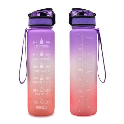 China 1 Gallon 32oz Viable Leakproof Fitness Motivational Tritan Water Bottle with Marker and Time Straw for sale