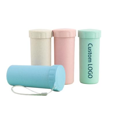 China 400ml Minimalist High Quality Eco-Friendly Portable Water Bottles Travel Wheat Straw Drinking Cup With Rope for sale