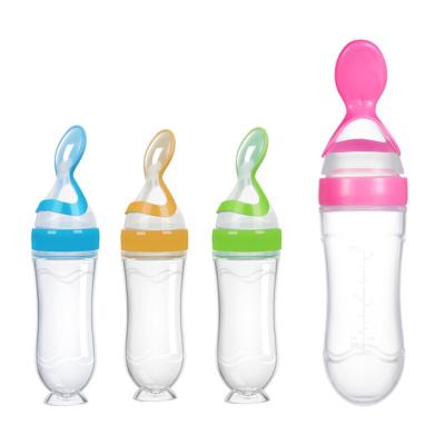 China Baby Products Baby Food Supplement Bottle Silicone Milk Bottle Squeeze Spoon Kid Food Supplement Feeding Supplement for sale