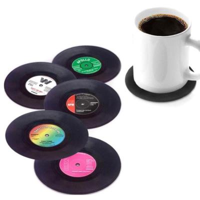 China Retro CLASSIC stylish gift 6 drink coasters rockabilly vinyl rocking coasters for record disc cup mat for sale