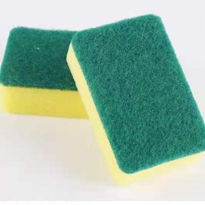 China Sustainable HD Kitchen Sponge Cleaning Scrubber Handle With Green Nylon Scrubbing Pad for sale