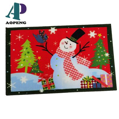 China Reversible Snowman Mat Indoor Outdoor Decorative Floor Mat Holiday Welcome Snowflake Christmas Door Mat for sale