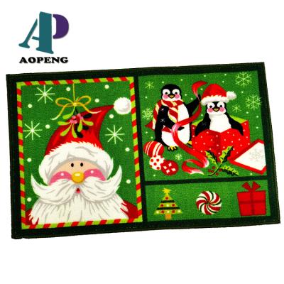 China Santa Claus Design Indoor Floormat Doormat Living Room Christmas Washable Door Mat for sale