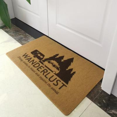 China Washable Custom Printed Anti-Slip Plastic Coir Floor Mat PVC Flooring Mat Outdoor Coconut Blank Door Plastic Mat for sale