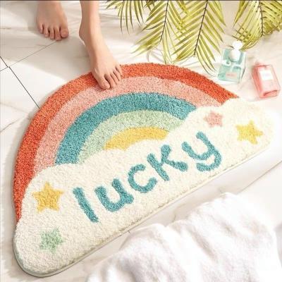 China Shaggy Microfiber Bathroom Mat Non Slip Printed Door Washable Absorbent Mat Bath Floor Cover for sale