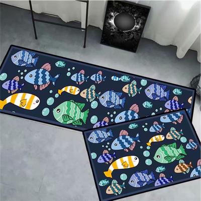 China Anti Fatigue 2 Kitchen Blanket 3D Washable Kitchen Mat Set Pattern Large Non-slip Bedside Blanket Hotel Kids Room Carpet Mats Adult Polyester for sale