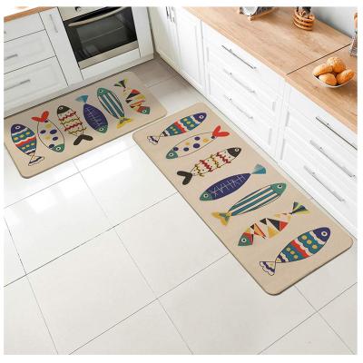 China Washable Microfiber Cushioned Kitchen Soft Blankets Set 2 Piece Chef Soft Non-Slip Rubber Back Floor Mats Washable Kitchen Mats for sale