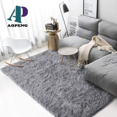 China Indoor Shaggy Plush Area Rug Bedroom Soft Non-Slip Fluffy Blankets For Floor Home Carpet Living Room Decor Gray Blankets for sale