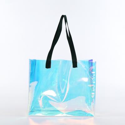 China Waterproof Custom Women Fashion Handbag Translucent Plastic Transparent Tote Beach Bags Neon Waterproof PVC Shopping Bag for sale