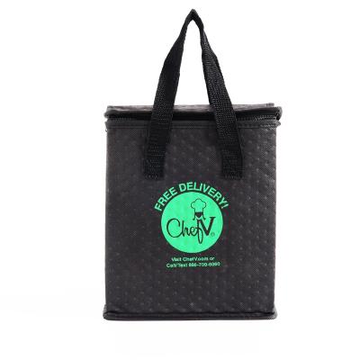 China Custom Printed Eco-Friendly Reusable Picnic Grocery Picnic Tote Shopping Nonwoven Cooler Bag With Zipper for sale