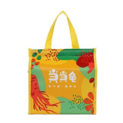 China Eco-Friendly Reusable Picnic Picnic Grocery Custom Non Woven Logo Lamination Tote Shopping Cooler Bag With Sticking Tape for sale