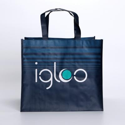 China Strong Lamination Handle High Quality Reusable Eco-friendly PP Woven Tote Shopping Bag With Custom Printed Logo for sale